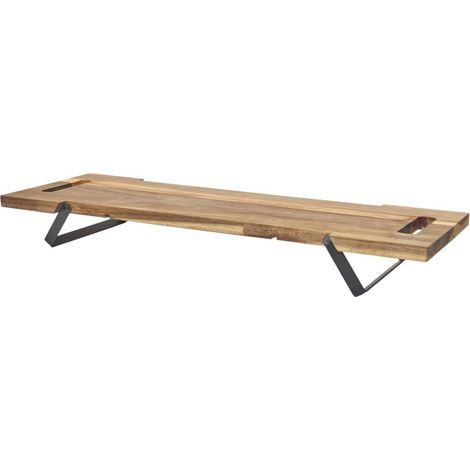 Paris Prix – Planche à découper sur pied en bois d'acacia 55cm – Métal naturel – Dimensions L. 55 x l. 18 x H. 7 cm – Poids 0,9 kg (1/5)