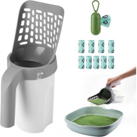 Pelle à litière pour chat avec support, pelle à litière pour chat avec poubelle, pelle à litière portable grande capacité