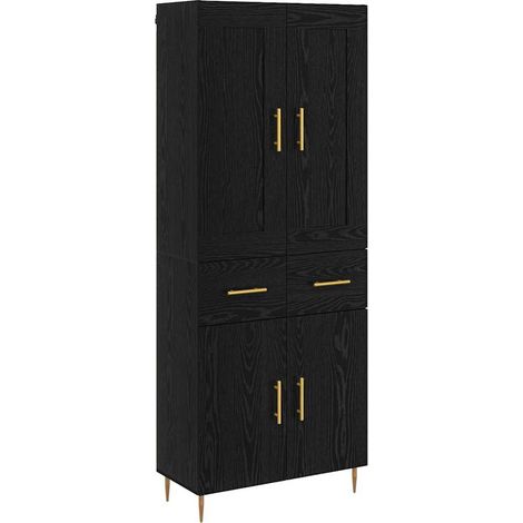 Maison Exclusive - Aparador alto con cajón Roble Negro 69,5 x 34