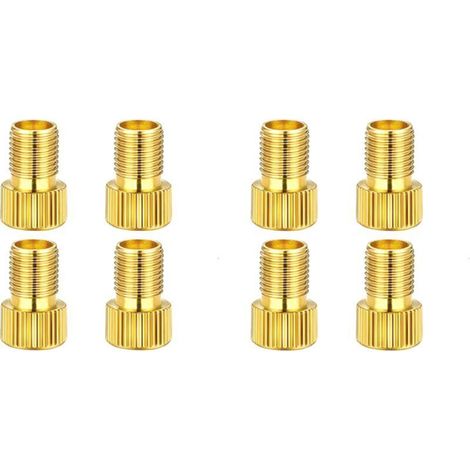 Lntyq Lot de 8 Embout Pompe Velo, Embout de Gonflage, Adaptateurs pour Valve de Vélo Presta vers Schrader, en Laiton (1/4)
