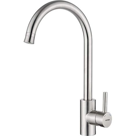GRIFEMA Irismart-G4011, Mitigeur d'évier avec Fonction de Jet de Douche, Robinet de Cuisine à Basse Pression, Inox Acier, 3/8 de pulgada, Argent (1/5)