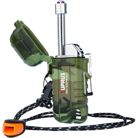 Briquet étanche et coupe-vent - Briquet plasma - Rechargeable - USB-C - Avec col extensible et flexible - Pour l'extérieur, le camping, la cuisine (1/5)