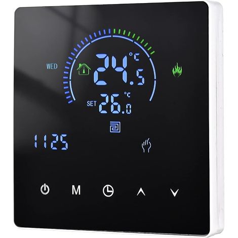 Thermostat intelligent WiFi pour équipement de chauffage d'eau, écran LCD, bouton tactile, application programmable, télécommande, chauffage souterrain, pour maison, bureau, école (1/5)