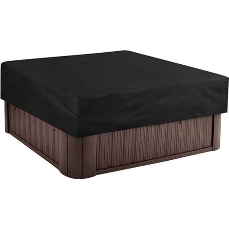 Outdoor spa cover, square hot tub cover, waterproof spa cover, 190T polyester fabric, black, 215x215x30cm (1/5)