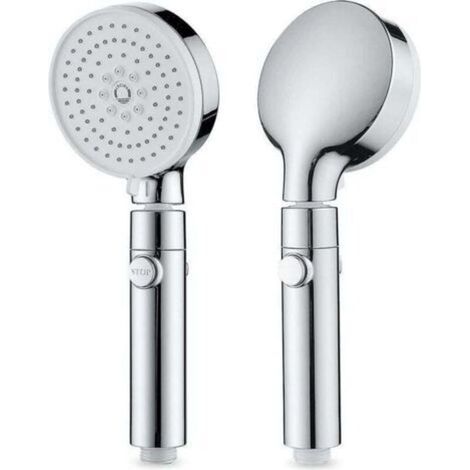 High-pressure shower head, 3-jet shower head, anti-limescale shower head, hand shower with switch, water-saving (1/4)
