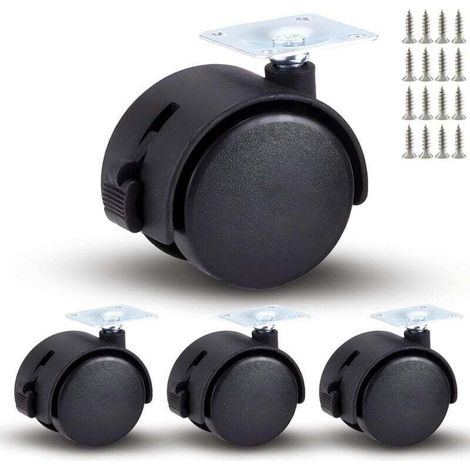Lenkrolle für Möbel mit Bremse, Schwerlast-Lenkrolle, 4er-Set (1,5 Zoll) (1/5)