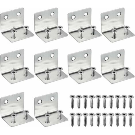 Équerre de Fixation Inox Équerres d'Assemblage 30x37x1.3mm 10 PCS Support de Coin en Forme de L Équerre Angle Droit (1/5)