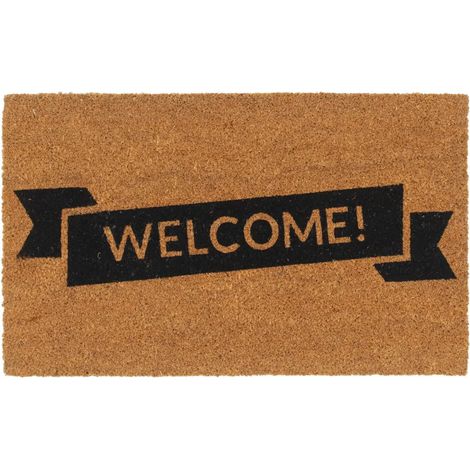 Tapis de porte naturel 45 x 75 cm support antidérapant durable intérieur extérieur en fibre de coco naturel (1/5)