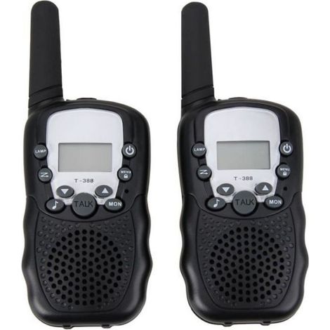 Talkie-Walkie - 8 Canaux UHF 400-470 MHz - Portée 3 km (5 km en champ libre) - Affichage LCD Rétroéclairé - Clip Ceinture - Noir - Lot de 2 (1/4)