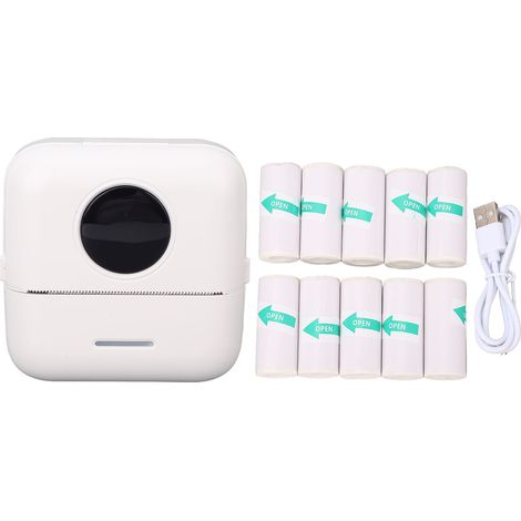 Mini imprimante stickers intelligente poche portable – Impression thermique sans encre avec 10 rouleaux papier reçu photo journal notes mémo (1/5)