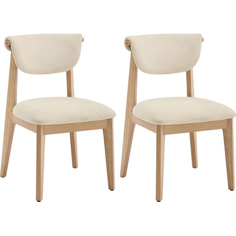 Sedia in tessuto Bouclette e legno di Hevea - Crema - Lotto di 2 - GABIEL (1/5)