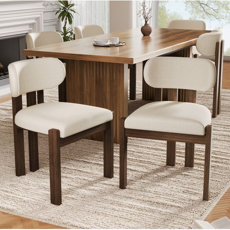 Set di 6 sedie da pranzo 54x54x79 cm legno noce e tessuto peluche - MEUBLIV (1/5)