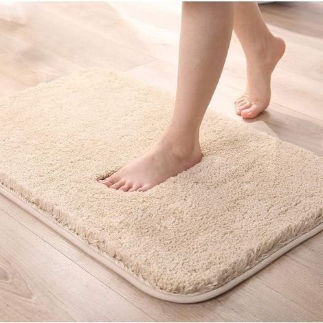 Tapis de Bain Absorbant Antidérapant Extra Epais de Douche pour Salle de Bain Tapis de Sol Chenille Lavable en Machine (Blanc, 40x60cm)- (1/5)