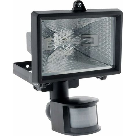 Projecteur halogène noir avec détecteur - IP44 CE (1/5)