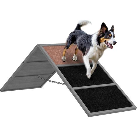 Rampe d'agilité pour chien équipement d'agilité pour chiens cadre en A surface antidérapante 173 x 59 x 66 cm gris (1/5)