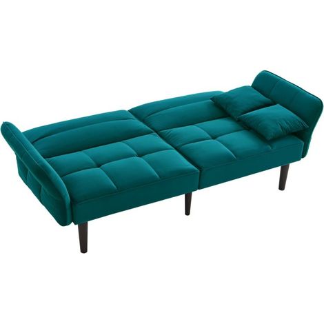 2-in-1 Verstellbares Schlafsofa – Zweisitzer mit Samtbezug, klappbaren Armlehnen & Schlaffunktion,ideal für kleine Räume (1/5)