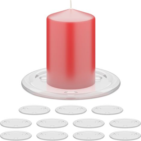 Relaxdays Bougeoir en verre, lot décoratif et pratique de 12 porte-bougies, diamètre : 10 cm, transparent (1/5)