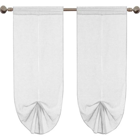 Tende Coppia Regolabili Finestra Porta Interno Tessuto Casa Pacchetto Bianco - 60x240 cm (1/4)