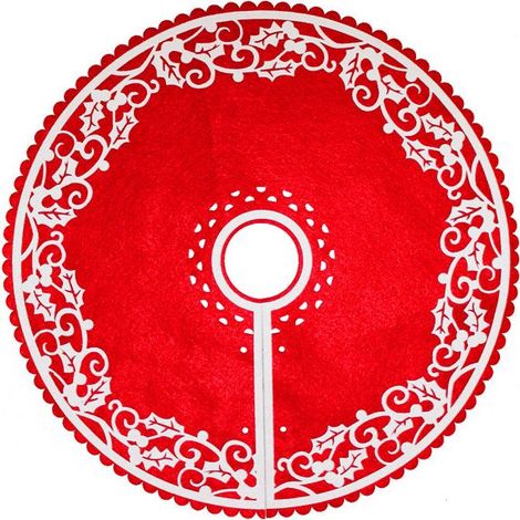 Jupe sapin de Noël -Jupe d'arbre de 30,5 cm - Avec motif floral - Pour la fête du Nouvel An (1PCS) (1/5)