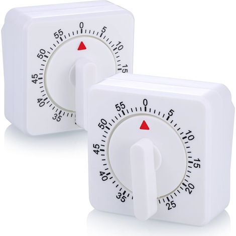 2 Pack Minuteur mécanique, Alarme sonore, 60 minutes, Plastique durable, Cuisine et École (1/5)