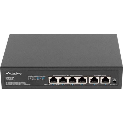 Lanberg Switch PoE+ Rack 10"/19" RSFE-4P-2FE-60 (1/5)