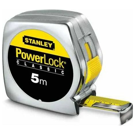 Ruban à mesurer STANLEY Powerlock Classic 5 m x 19 mm, mètre ruban robuste avec verrouillage, outil de mesure précis pour chantier et bricolage, 1 pièce