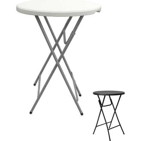 Mesa Plegable Redonda 80x110cm Blanca y Negra Catering  Mesa Resina con Patas de Acero Plegable para Eventos, terraza y camping (1/5)