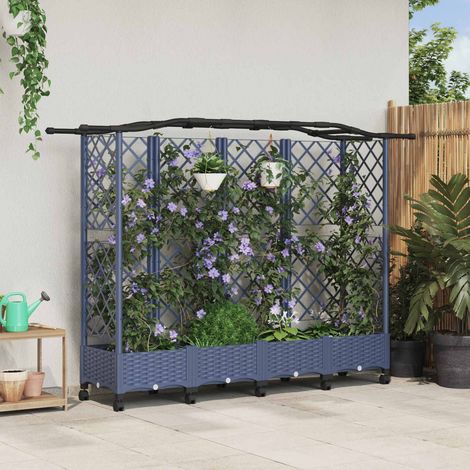 Teenpull – Hochbeet mit Rankgitter und Dach Grau 203,5 x 40 x 129 cm PP (1/5)