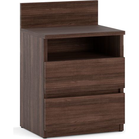 Chevet HIT PLUS commode 40x32x59 cm - 2 tiroirs et une étagère, chêne wengé, moderne, chevet de chambre, finition mate (1/5)