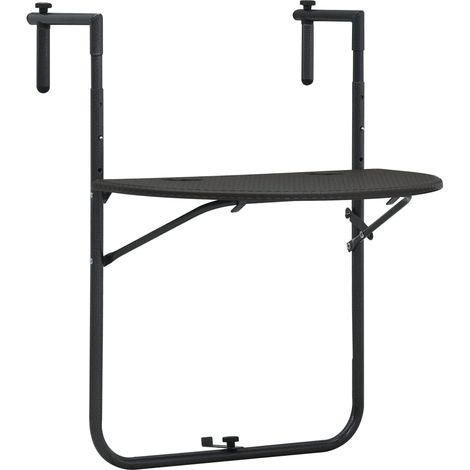 Table de balcon pliable,Table suspendue Marron 60x64x83,5 cm Plastique Aspect de rotin -19037 (1/5)