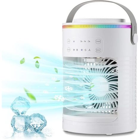 Condizionatore d'aria portatile, mini condizionatore d'aria, ventilatore ricaricabile, raffrescatore d'aria personale con funzione nebulizzante, timer e luce (1/5)