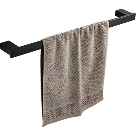 Toallero de Barra Para Baño, Toalleros Repisa, Porta Toallas de Pared de Acero Inoxidable,Montado en la Pared, Acabado negro 40cm (1/5)