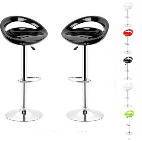 Tabouret de bar lot de 2 en plastique ABS, Hauteur réglables sur poignée 81 -101 cm, Noir (1/5)