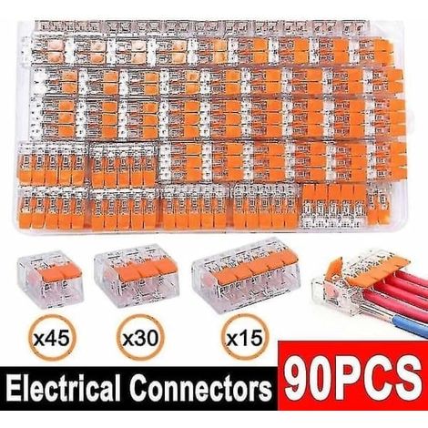 90 connecteurs électriques alternatifs Wago 221, borniers à vis réutilisables (1/5)