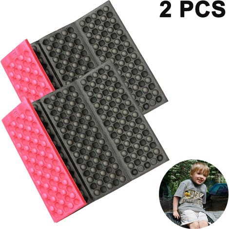 Lot de 2 coussins de siège pliables, isolants thermiques et imperméables, pour camping et pique-nique en extérieur, rouge et noir.