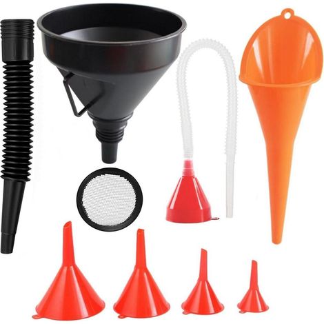 Trichter Set 7-teilig mit Schlauch und Sieb für Auto, Küche und Werkstatt (1/5)