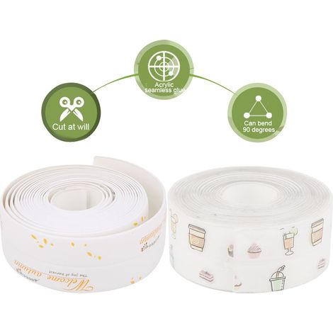 Ruban Joint PVC Anti-Peau pour Kitchens et Salles de Bain - Imperméable Anti-Moisissure 3.8cm x 3.2m Transparent/Café Dessert (1/5)