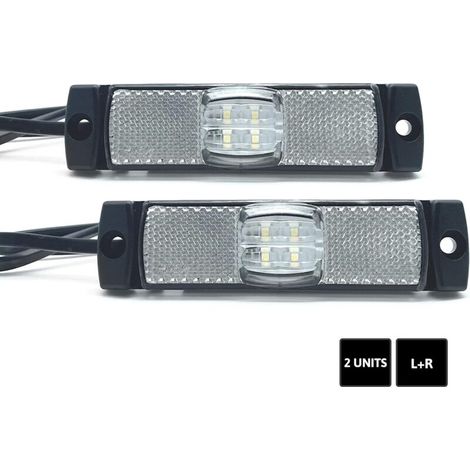 2er-Pack LED-Positionsleuchten, Weiß, 12 V/24 V = 0,04 A/0,04 A, wasserdicht, LED-Außenbeleuchtung für Auto, Anhänger, Wohnmobile und LKW (1/5)