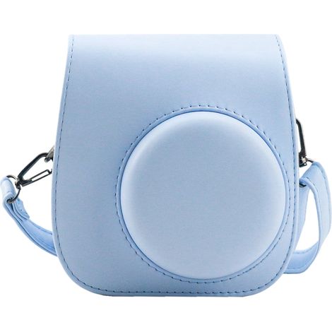 Schutzhülle für Instax Mini 12 / Fujifilm Mini 12 Sofortbildkamera — Instax Mini 12 PU-Leder-Hülle (mit Fach für Fotos) — Inkl. verstellbarem Schultergurt — Blau