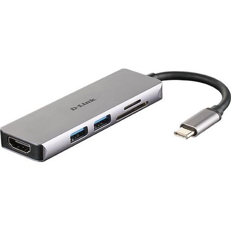 D-Link DUB-M530 laptop-dockingstation & portreplikator Kabelgebunden USB 3.2 Gen 1 (3.1 Gen 1) Type-C Aluminium, Schwarz (1/5)