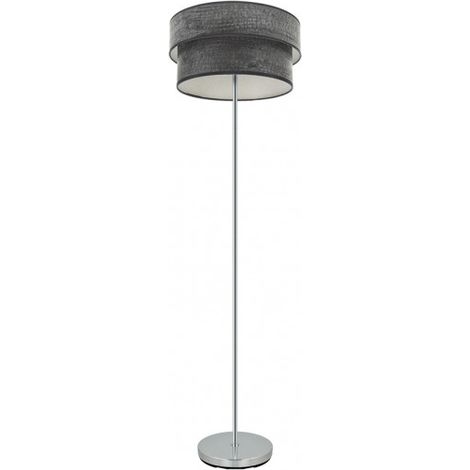 Pie Salon Triple Doble 1xe27 Cromo/madera Negra 162x40x40 Cm