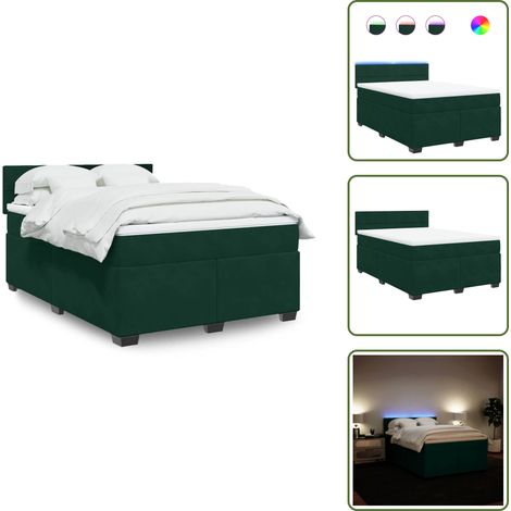 Boxspringbett mit Matratze Dunkelgrün 160x200 cm Samt - Boxspringbett - Boxspringbetten - Bett - Schlafzimmermöbel (1/5)