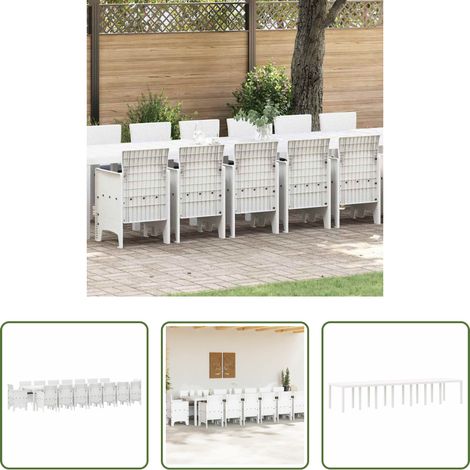 vidaXL Chaises jardin - Ensemble de salle à manger de jardin avec coussins 17 pcs Blanc (1/5)