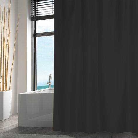Cortina de ducha MSV negra de 180 x 200 cm. MSV