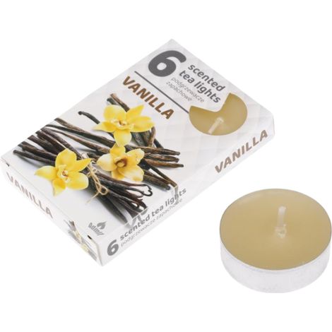 Candele profumate alla vaniglia Admit, durata 4 ore, confezione da 6 pezzi (1/4)