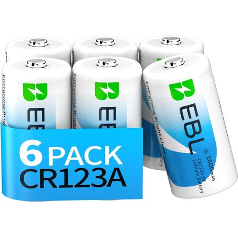 6PCS Piles CR123A Lithium 3V, Piles CR123 CR123A CR17345 1600mAh Puissance Longue Durée, Non-rechargeable, pour Appareils Photo, Flash, Lampe Torche, Détecteur de Fumée. (1/5)