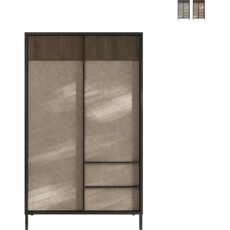 Aparador alto moderno con 3 estantes y 2 cajones para sala de estar 106x177cm Blaine - Beige (1/5)