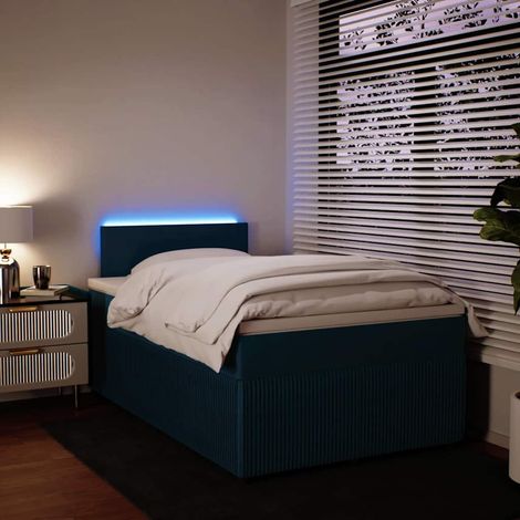 Cama box spring con colchón terciopelo azul 120x190 cm (1/5)