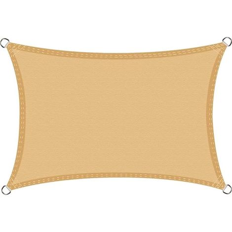 Voile d'ombrage Imperméable Rectangulaire 2x3m, Toile Ombrage PES Résistant à l'eau, Filet dombrage Rectangle 3x2m, Résistant 98% Protection Rayons UV pour Patio Terrasse Extérieur, Sable 2x3 (1/4)