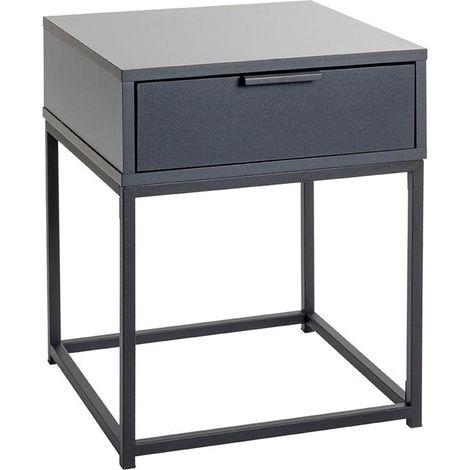 Table de Chevet 1 Tiroir "Maluma" 50cm Anthracite & Noir (1/4)